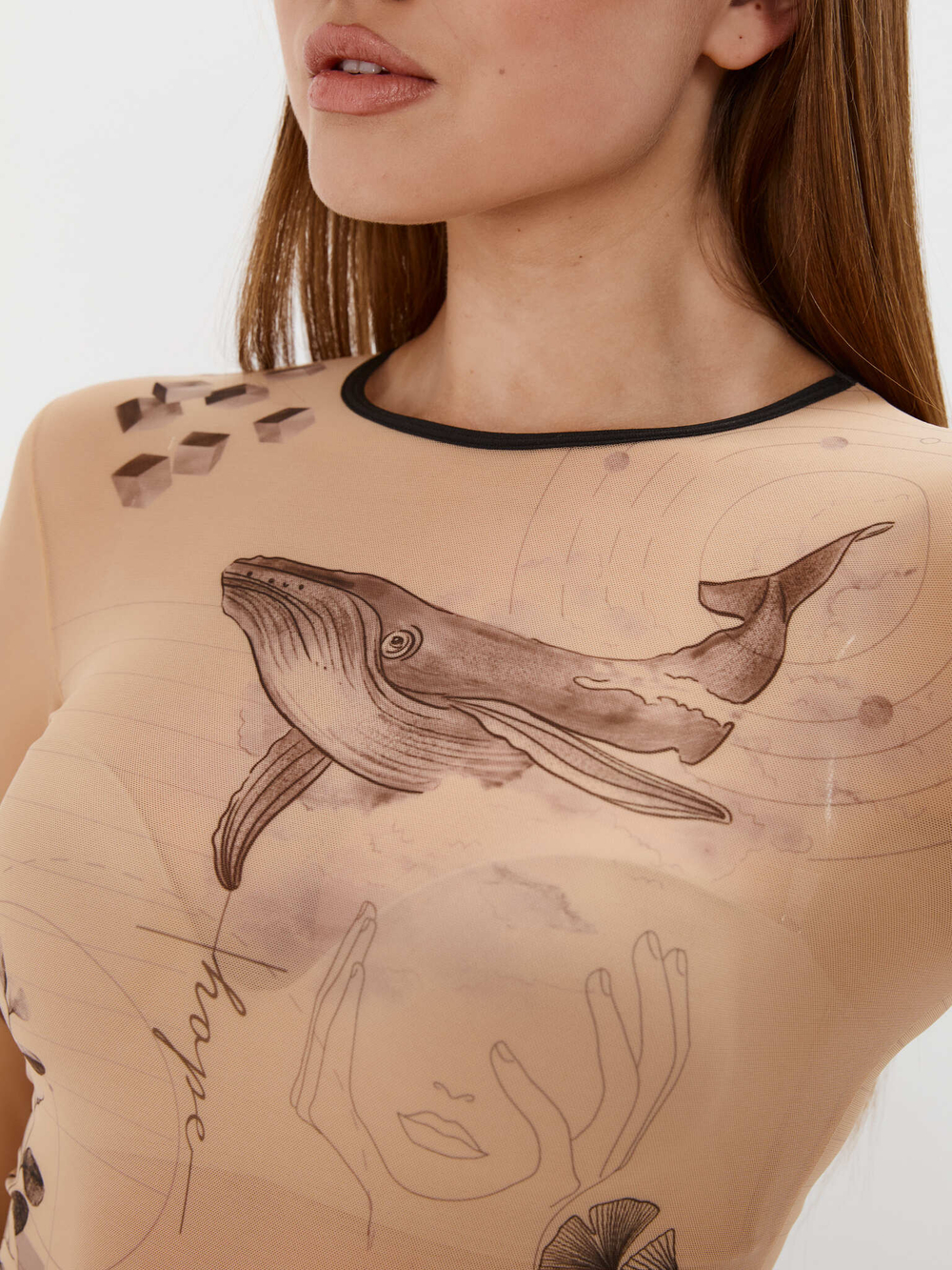 Боди женское с длинным рукавом "WHALE"
