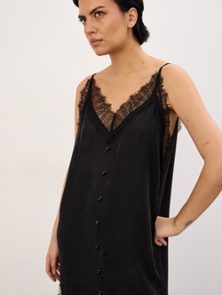 Платье из мокрого шелка с кружевом "BLACK LACE"