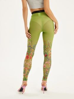 Леггинсы женские с тату принтом "FLORA"