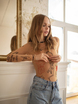 Боди женское с длинным рукавом "TATTOO"