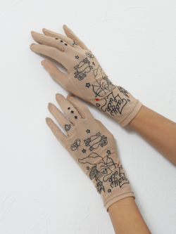 Перчатки женские с вышивкой из сетки "ANGEL"