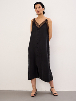 Платье из мокрого шелка с кружевом "BLACK LACE"