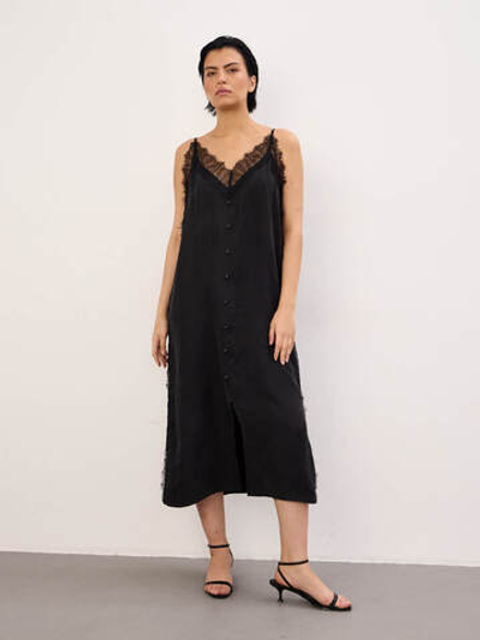 Платье из мокрого шелка "BLACK LACE"
