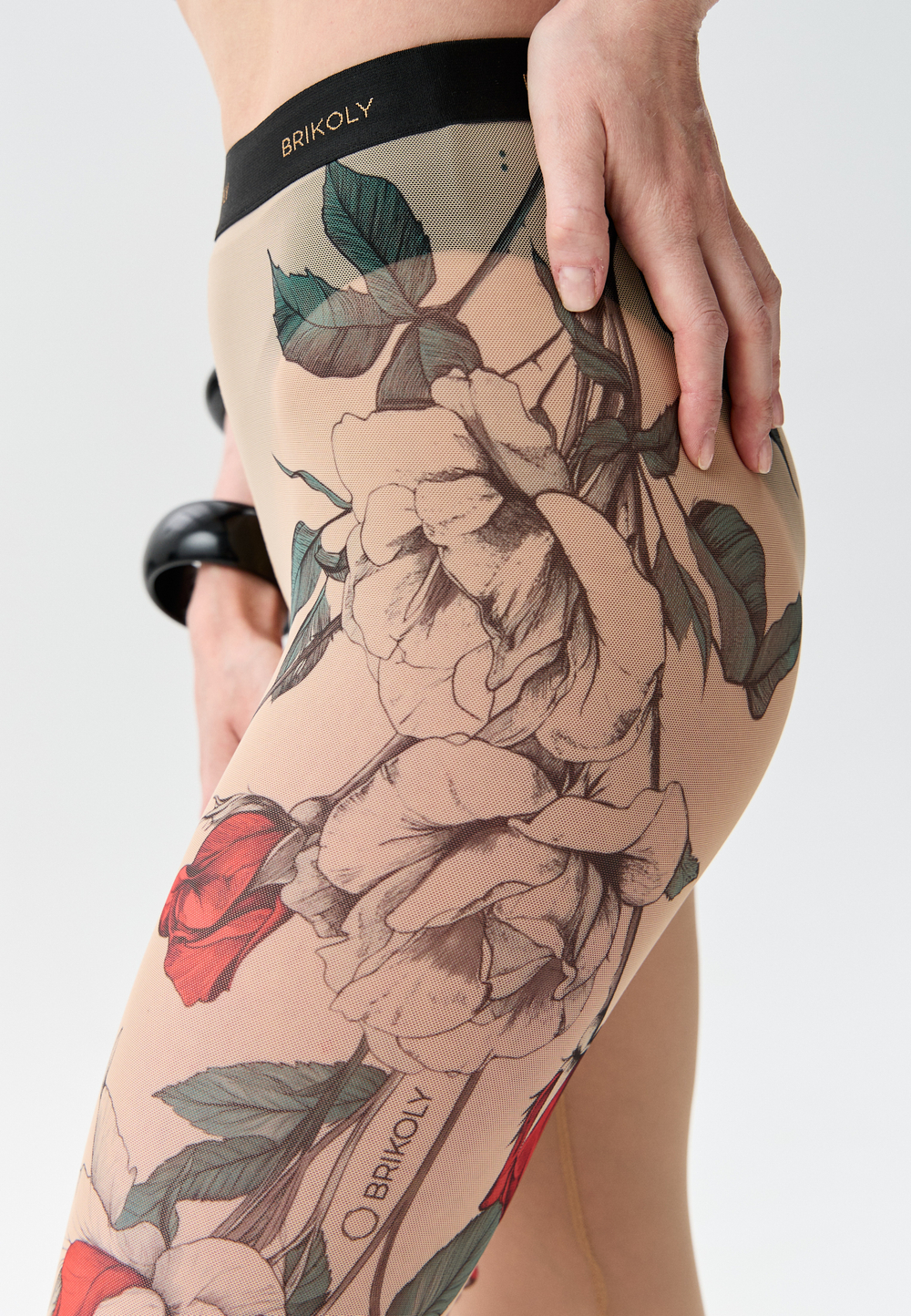 Леггинсы женские с тату принтом "TATTOO ROSE"