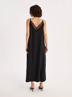 Платье из мокрого шелка с кружевом "BLACK LACE"