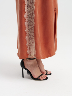 Платье из мокрого шелка с кружевом "MAPLE LACE"