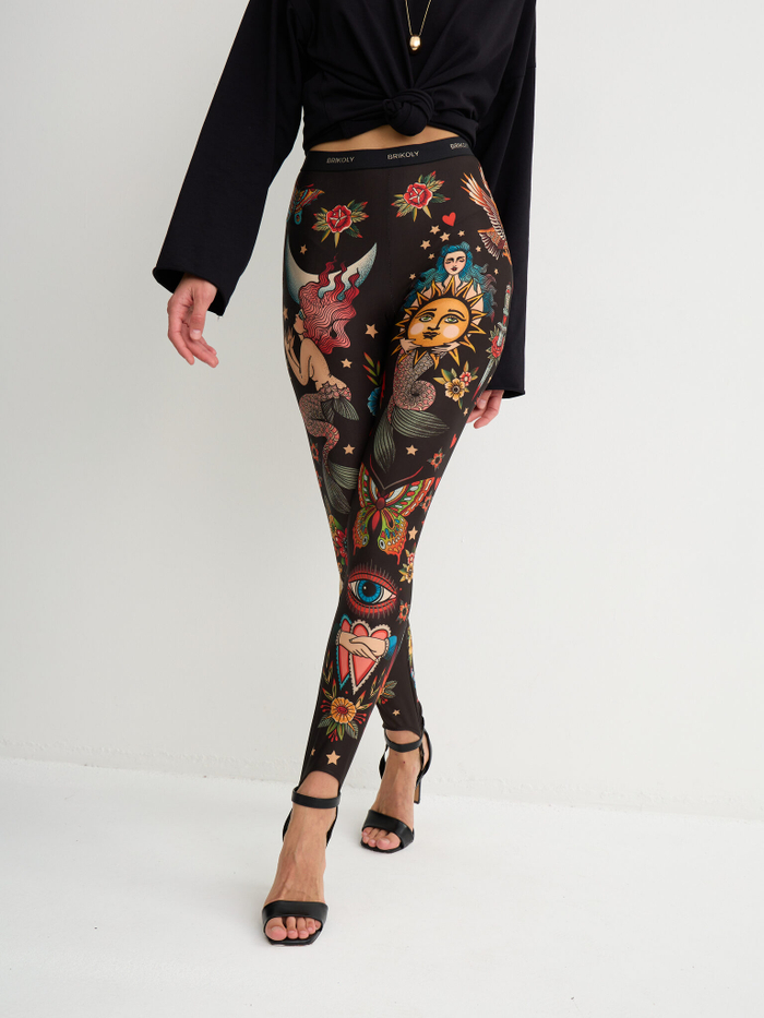 Леггинсы женские с тату "OLDSCHOOL"