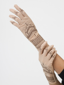 Перчатки женские с вышивкой из сетки "MANDALA"