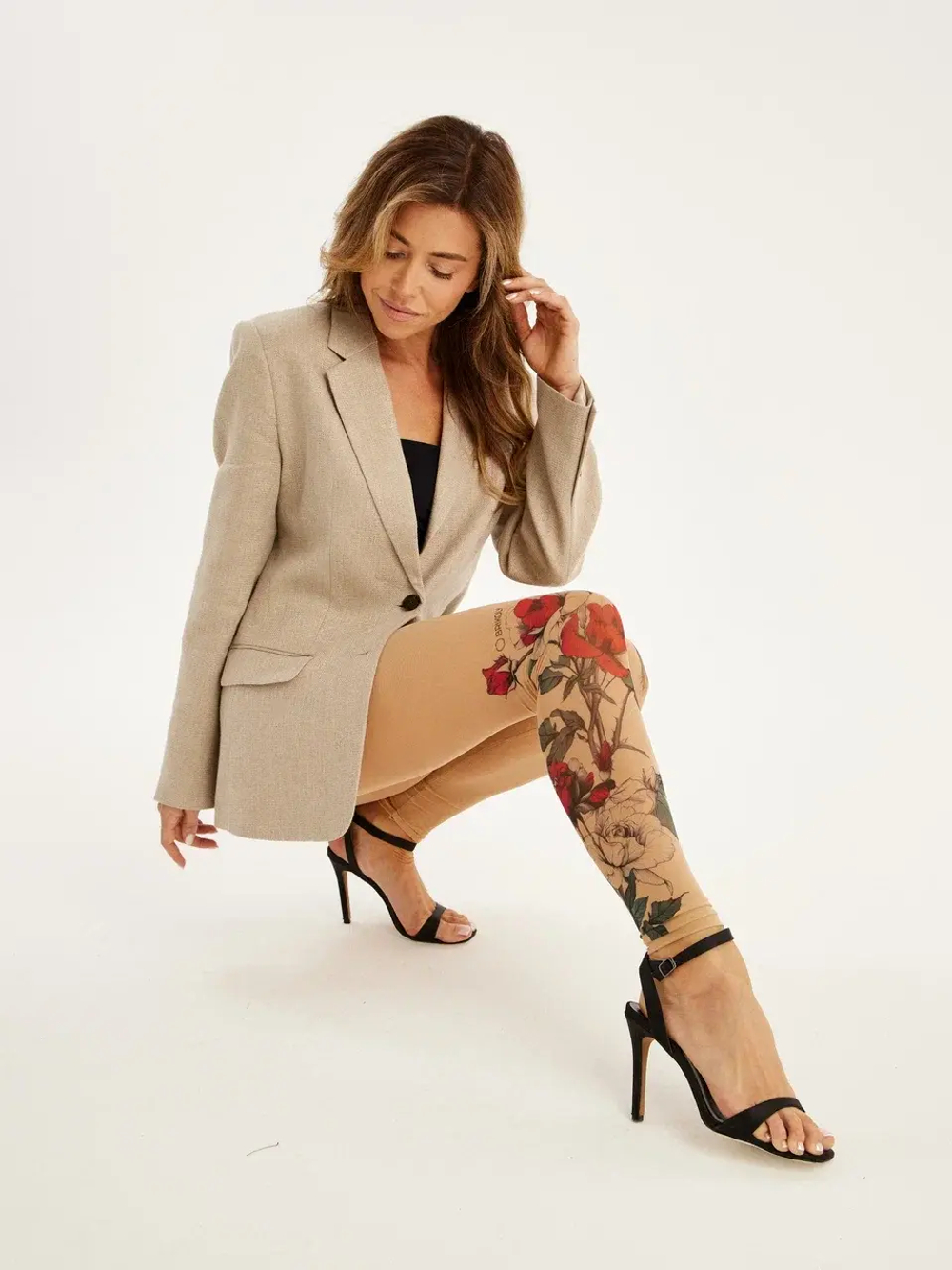 Леггинсы женские с тату принтом "TATTOO ROSE"