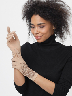 Перчатки женские с вышивкой из сетки "MANDALA"