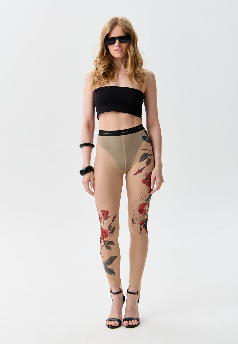 Леггинсы женские с тату принтом "TATTOO ROSE"