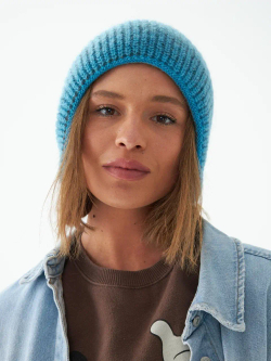 Шапка женская двусторонняя "BROWN BLUE LISSE"