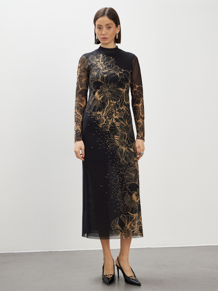 Платье женское с длинным рукавом " BLACK ASTRA "