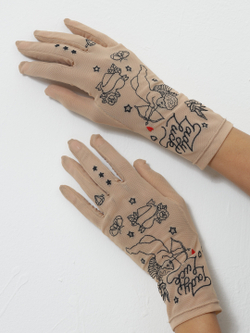 Перчатки женские с вышивкой из сетки "ANGEL"