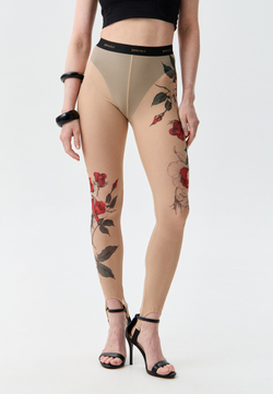 Леггинсы женские с тату принтом "TATTOO ROSE"