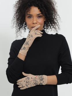 Перчатки женские с вышивкой из сетки "ANGEL"