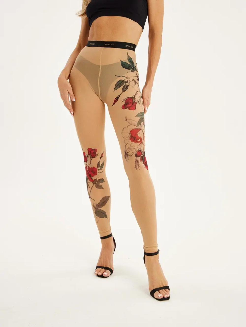 Леггинсы женские с тату принтом "TATTOO ROSE"