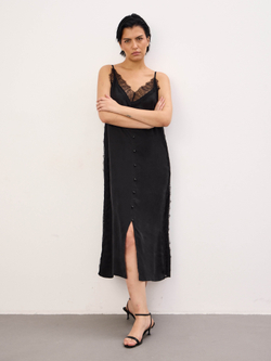 Платье из мокрого шелка с кружевом "BLACK LACE"