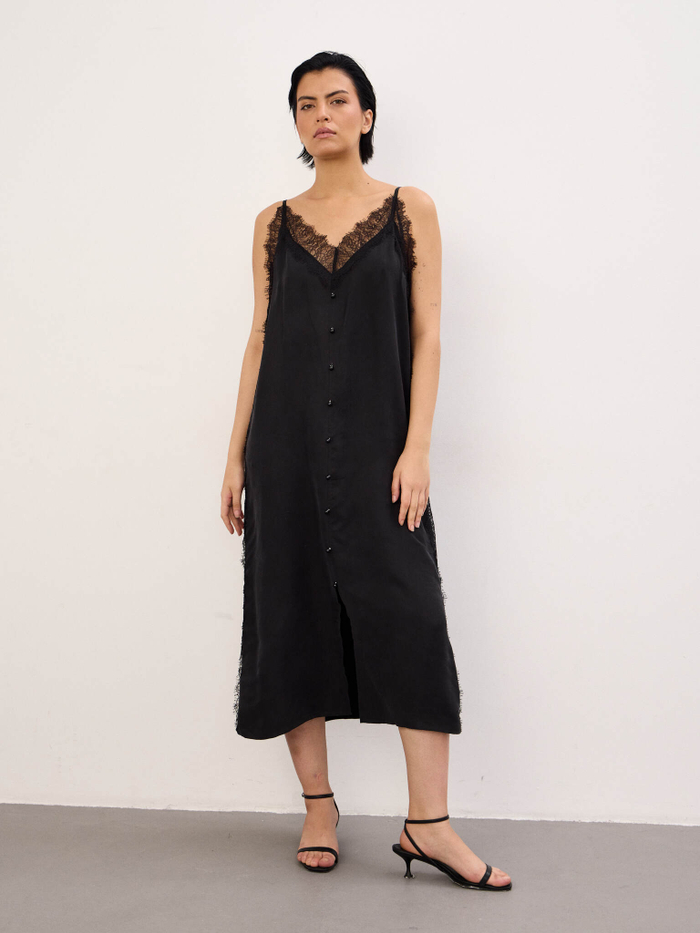 Платье из мокрого шелка "BLACK LACE"