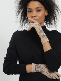 Перчатки женские с вышивкой из сетки "ANGEL"