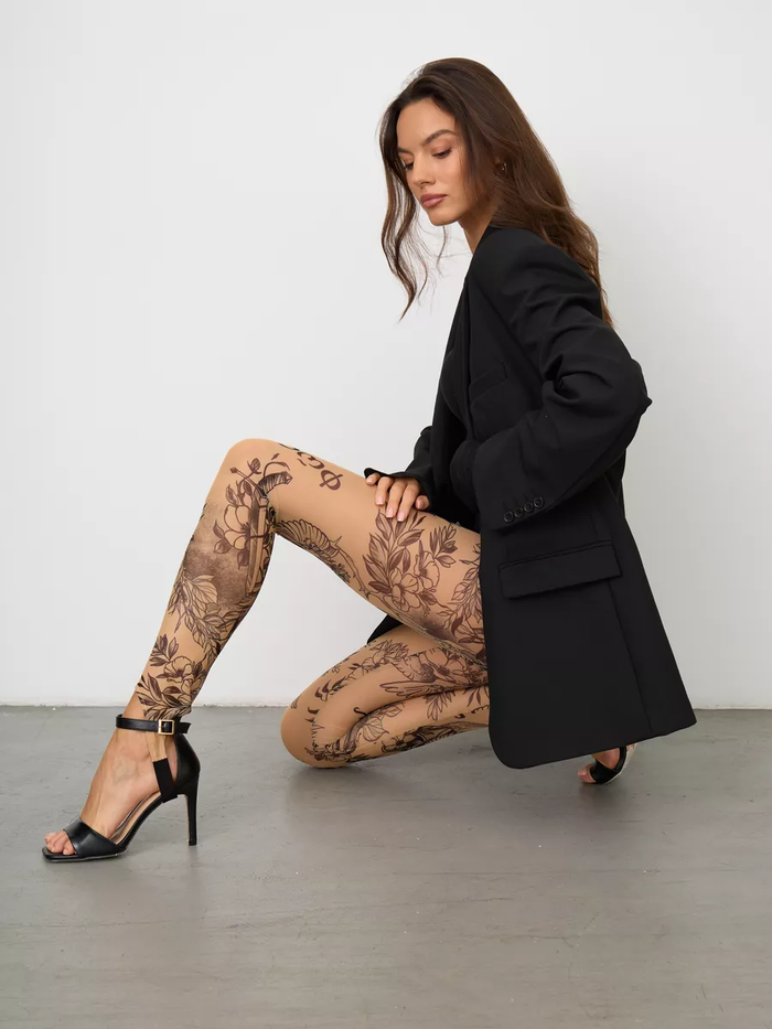 Леггинсы женские с тату принтом "ANTIK"