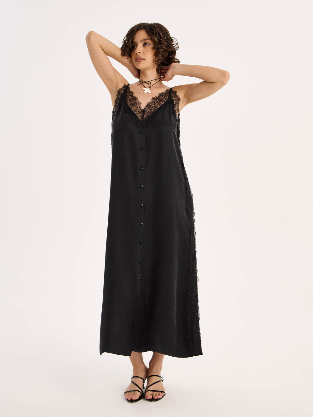 Платье из мокрого шелка "BLACK LACE"