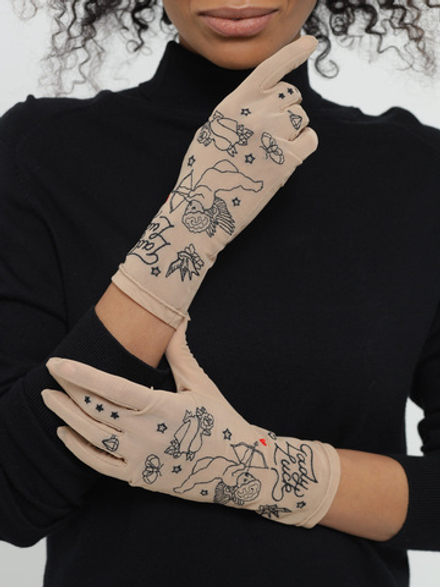 Перчатки женские с вышивкой из сетки "ANGEL"