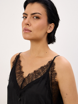 Платье из мокрого шелка с кружевом "BLACK LACE"