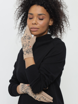 Перчатки женские с вышивкой из сетки "ANGEL"